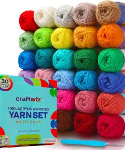 CRAFTWIZ 100% Acrylic Yarn for Crocheting and Knitting - 30x20g Skeins of #4 Worsted Weight. 1200 Yards of Soft Yarn. Perfect for Amigurumi and Other Small Crafts Projects