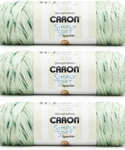 Caron Simply Soft Speckle White Sage Yarn - 3 Pack of 5oz/141g - Acrylic - #4 Worsted (Medium) - 235 Yards - Knitting & Crochet